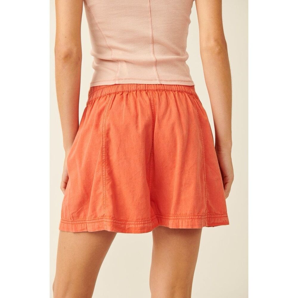 Free People Free People Get Free Poplin Pull-On Shorts In Washed Orange Size S - Picture 3 of 11